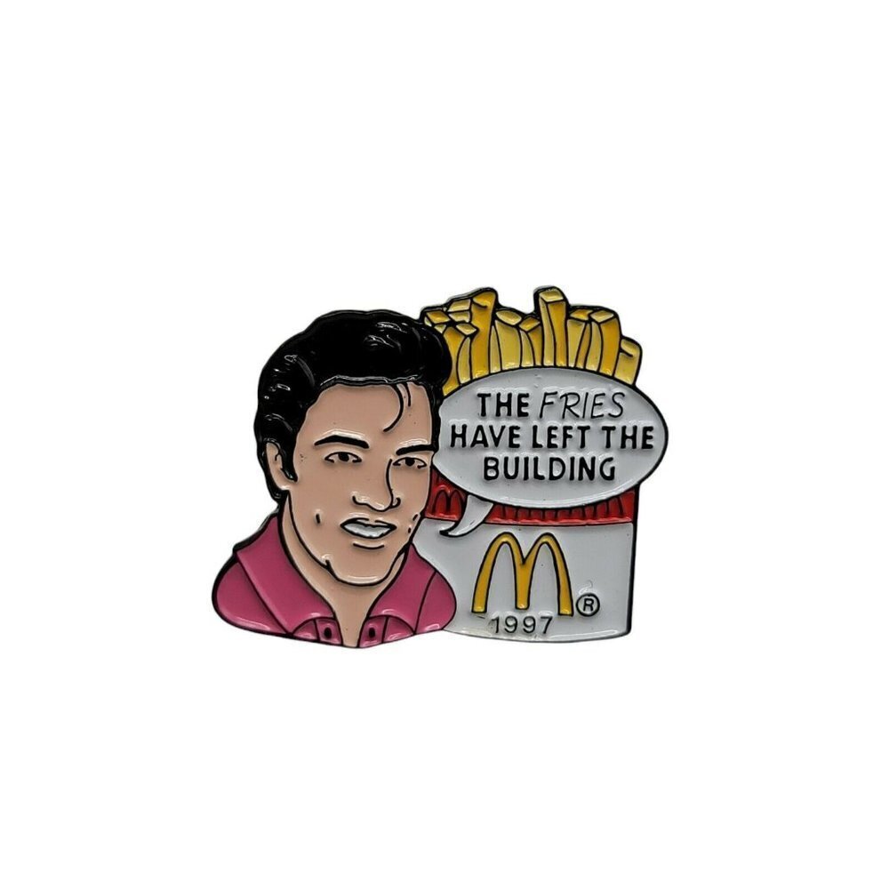 McDonalds European Elvis Presley Fries Have Left Building Enamel Pin 1997 RARE